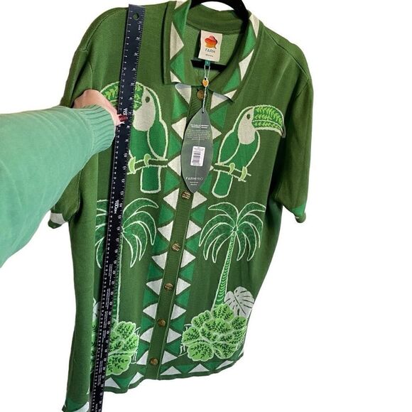 NWT- FARM Rio- Green Summer Sunrise Lenzing Ecovero Viscose Knit Shirt Green, L - Picture 12 of 15